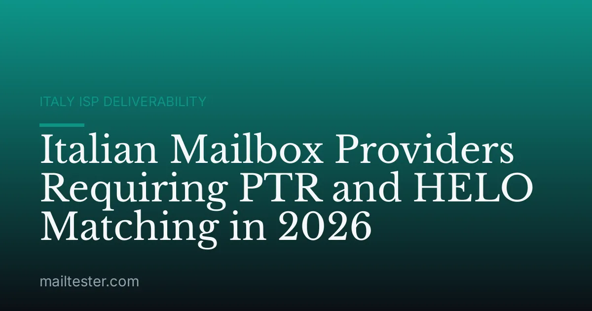 Italian Mailbox Providers Requiring PTR and HELO Matching in 2026
