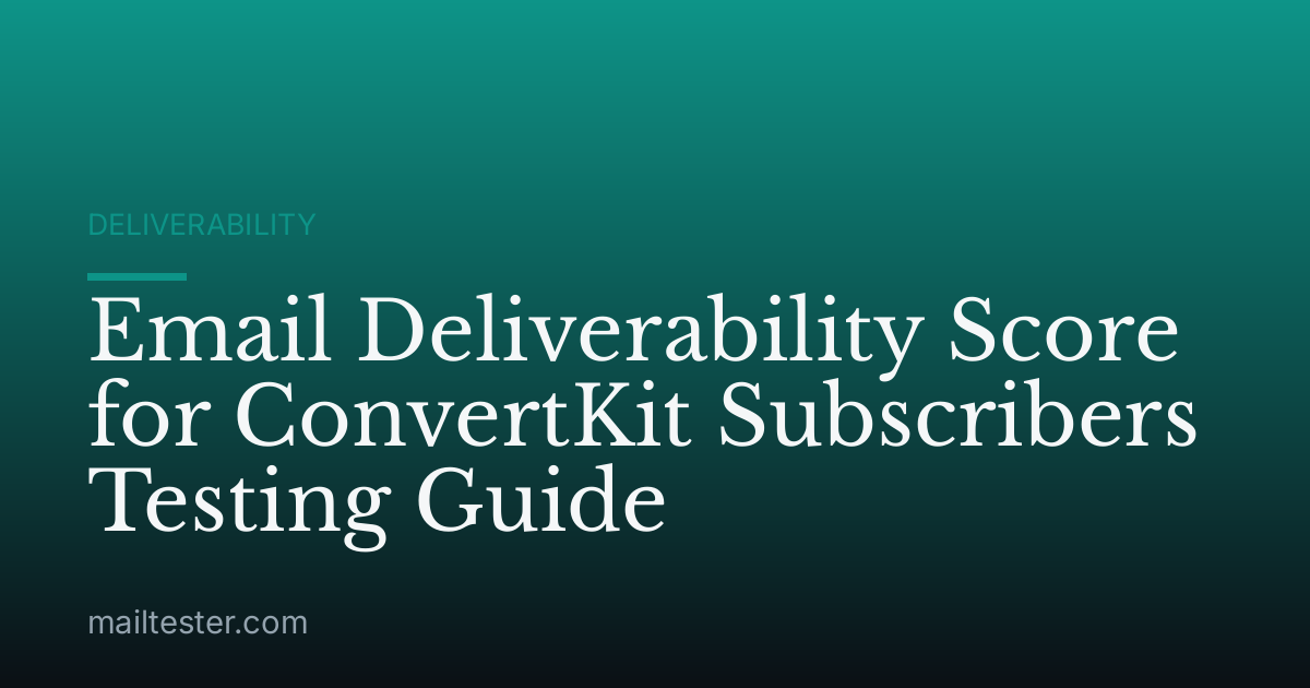 Email Deliverability Score for ConvertKit Subscribers Testing Guide