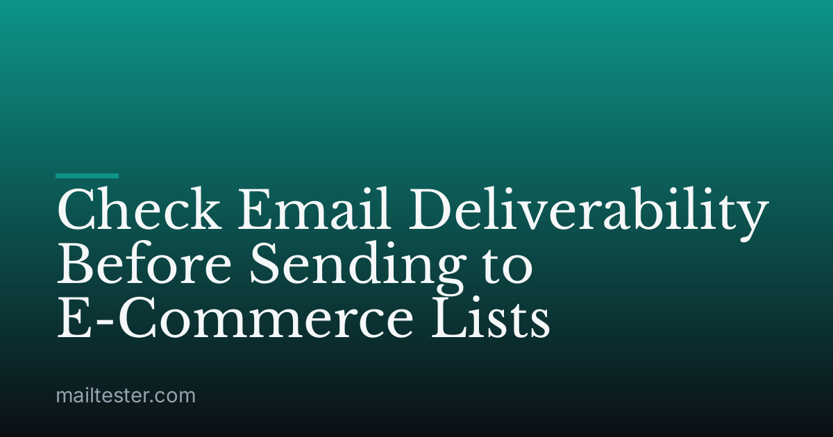 Check Email Deliverability Before Sending to E-Commerce Lists