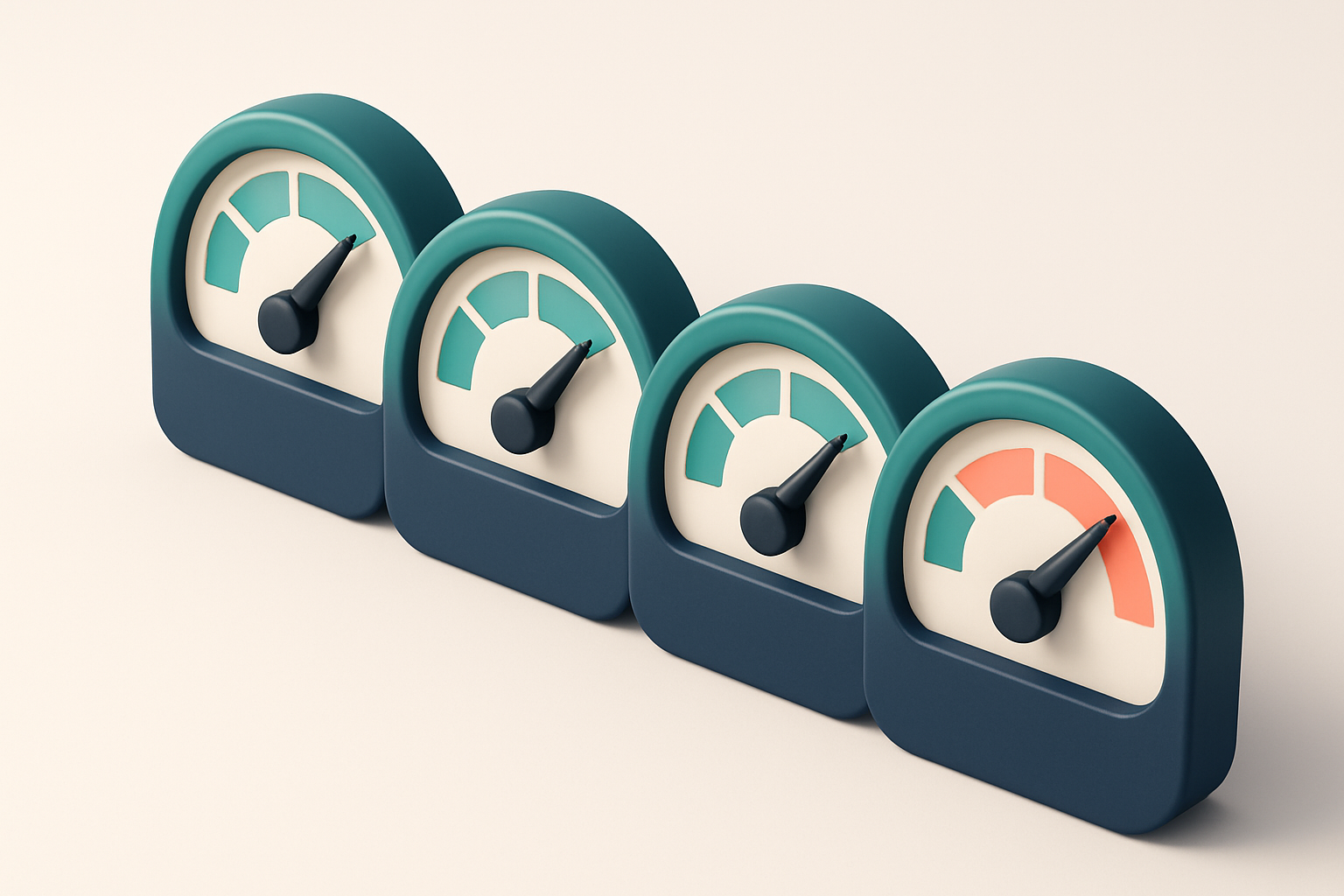 a row of four gauges showing inbox delivery rates