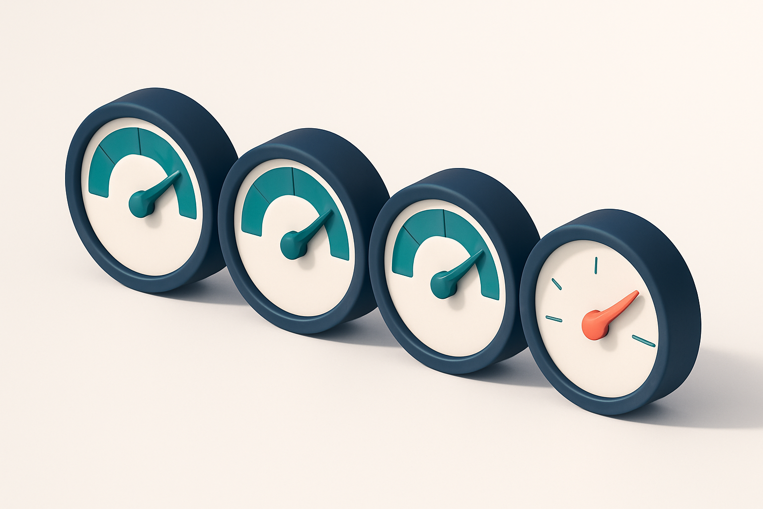 a row of four gauges showing delivery status and bounce risk