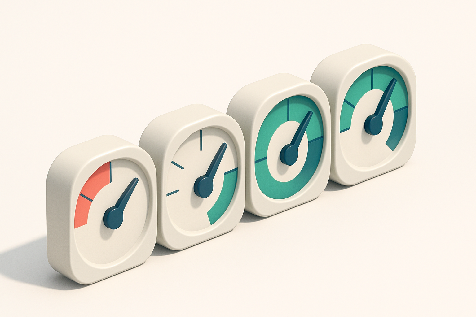a row of four gauges showing email verification health metrics