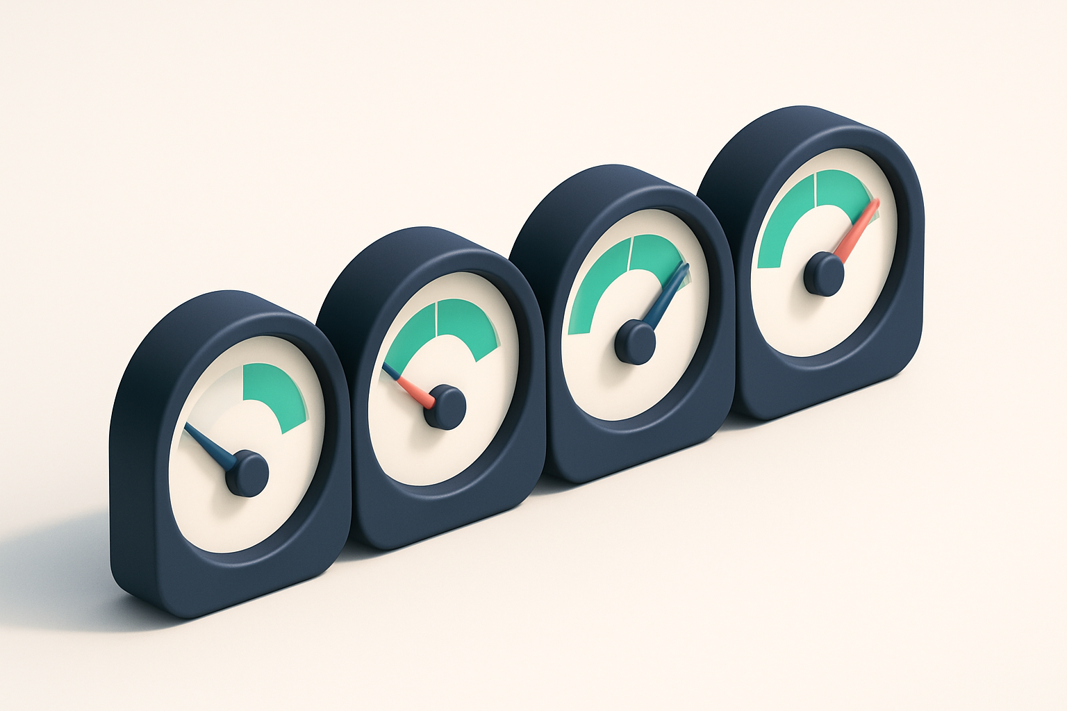 A row of four gauges with varying levels filled, representing verification confidence and list health