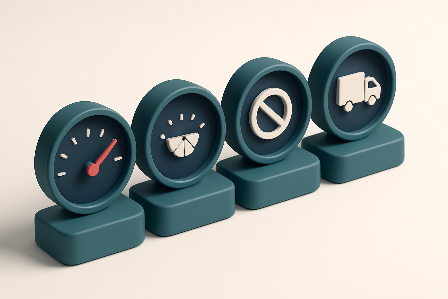 a row of four gauges labeled 'Inbox', 'Spam', 'Blocked', 'Delivery'