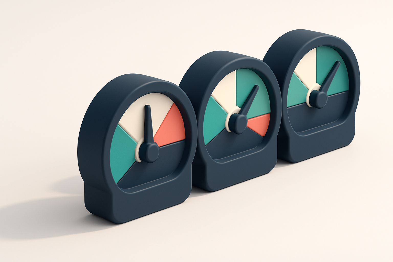 a row of four gauges showing inbox placement, bounce rate, spam score, and sender reputation