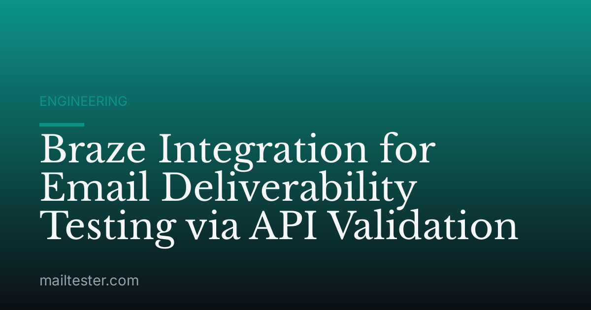 Braze Integration for Email Deliverability Testing via API Validation