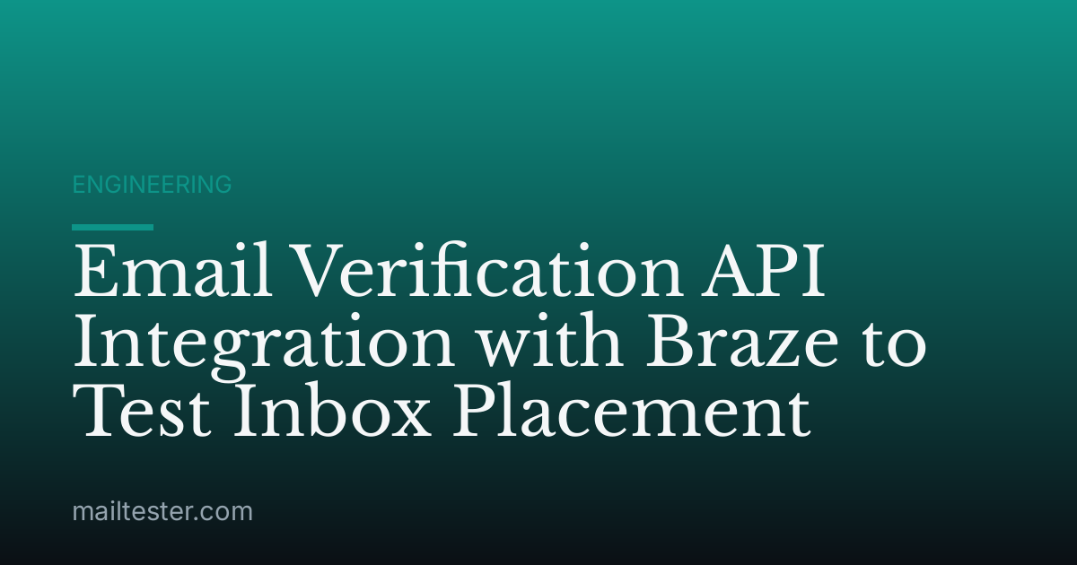 Email Verification API Integration with Braze to Test Inbox Placement