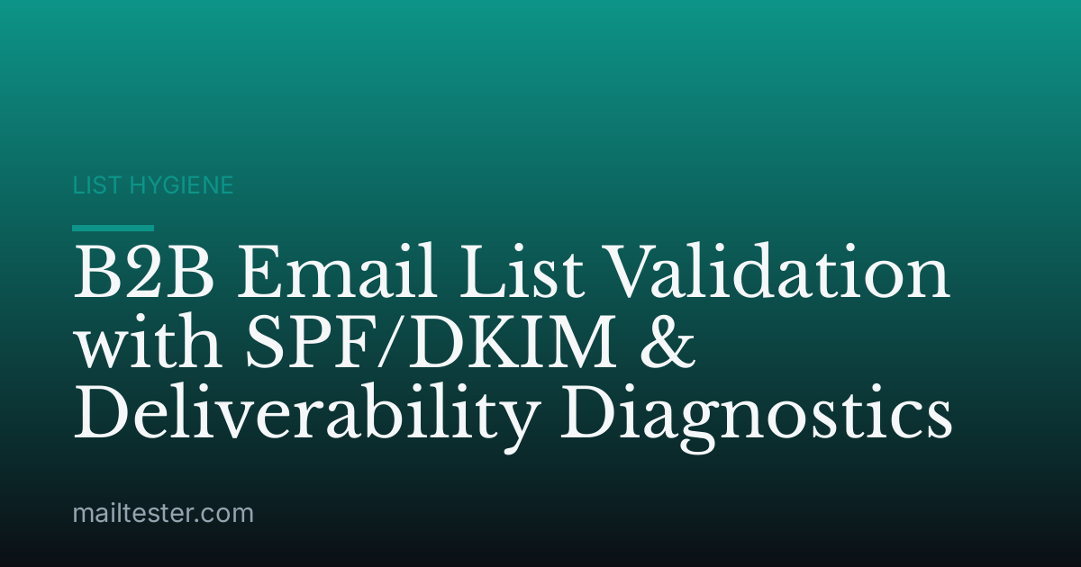 B2B Email List Validation with SPF/DKIM & Deliverability Diagnostics