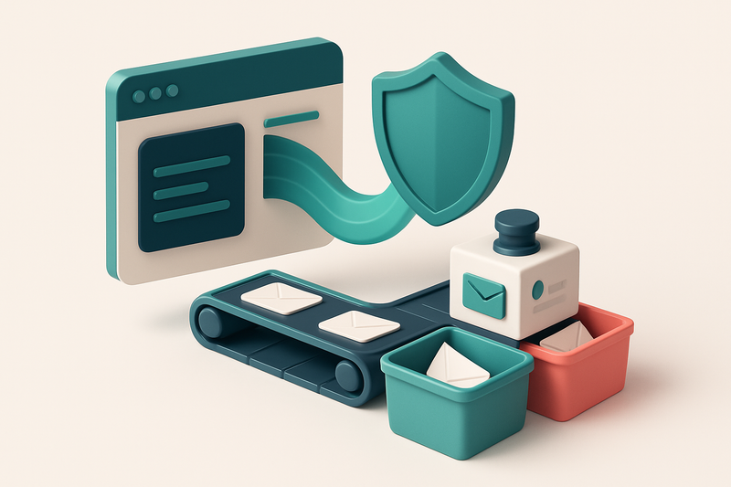 Hero: an isometric view of a Marketo dashboard showing a flowing data stream merging into a shield labeled 'Deliverabili