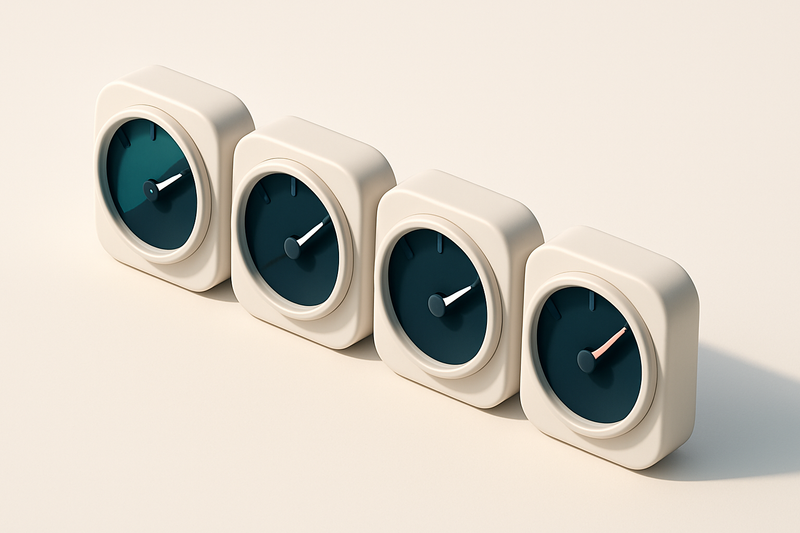 a row of four gauges with different labels: Inbox, Spam, Bounce, Blocked