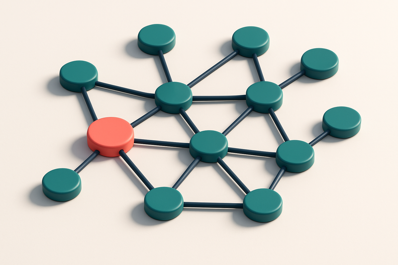 a network of small circular nodes connected by lines
