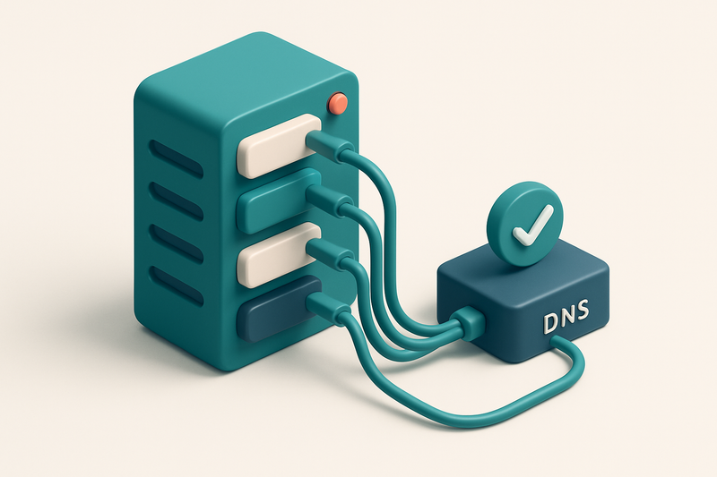 An isometric email server rack with labeled ports for Google Workspace, Mailchimp, SendGrid, and Klaviyo, each connected