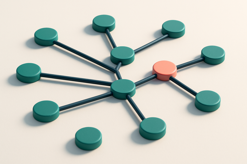 a network of small circular nodes connected by lines