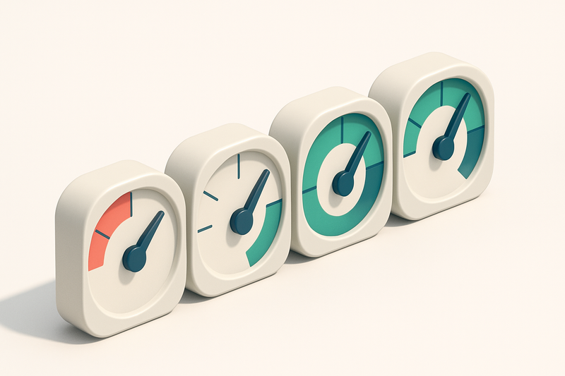 a row of four gauges showing email verification health metrics