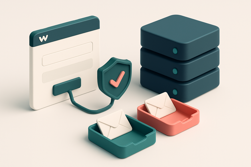 Hero: an isometric illustration of a Webflow site with a form interface, connected by wire to a server stack, where inco