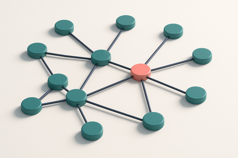a network of small circular nodes connected by lines