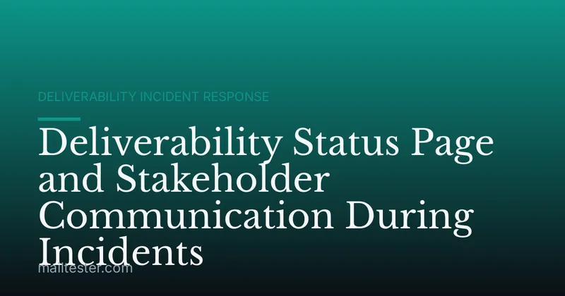 Deliverability Status Page and Stakeholder Communication During Incidents