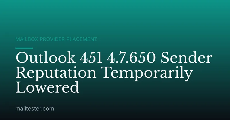 Outlook 451 4.7.650 Sender Reputation Temporarily Lowered