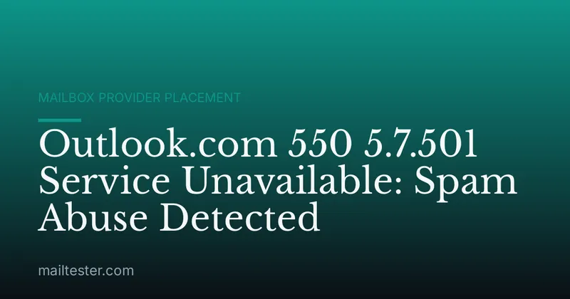 Outlook.com 550 5.7.501 Service Unavailable: Spam Abuse Detected