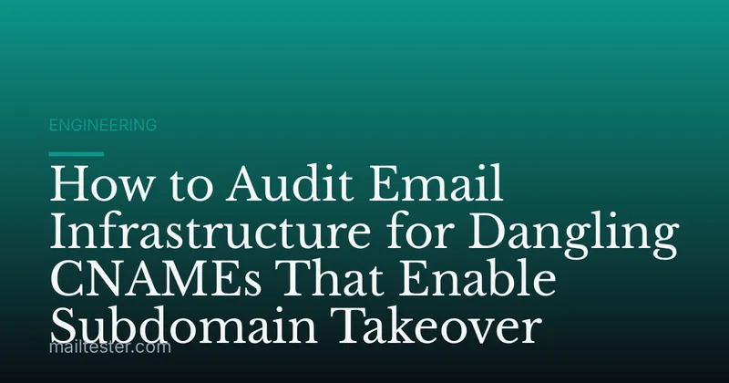 How to Audit Email Infrastructure for Dangling CNAMEs That Enable Subdomain Takeover