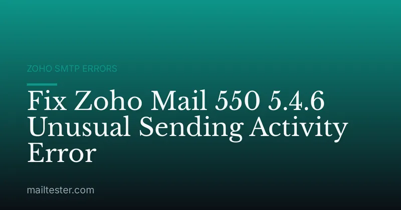 Fix Zoho Mail 550 5.4.6 Unusual Sending Activity Error
