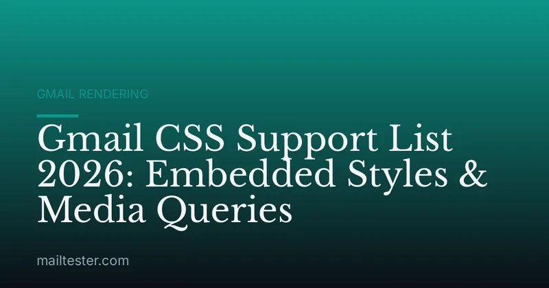 Gmail CSS Support List 2026: Embedded Styles & Media Queries