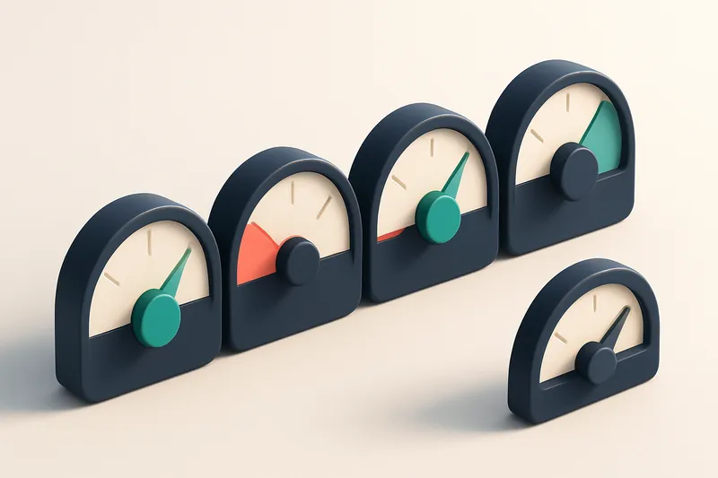 a row of four gauges showing delivery success, spam score, bounce rate, and reputation