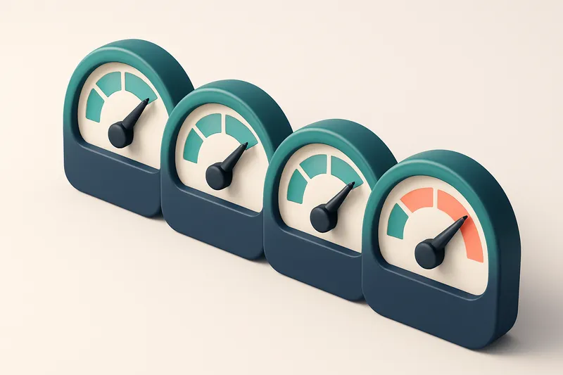 a row of four gauges showing inbox delivery rates