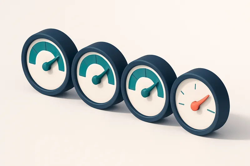a row of four gauges showing delivery status and bounce risk