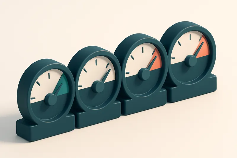 a row of four gauges showing deliverability percentages from 78% to 89%