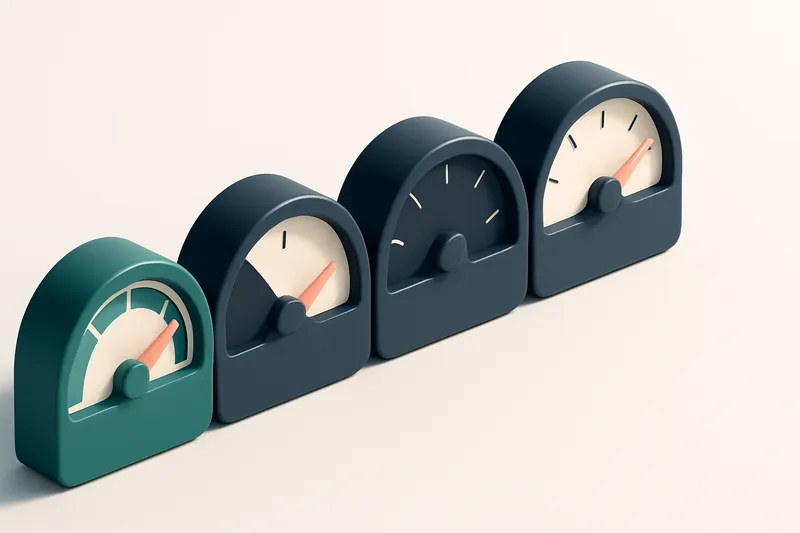 a row of four gauges, each with a rising needle pointing to 'delivered', 'bounced', 'blocked', and 'in quarantine'