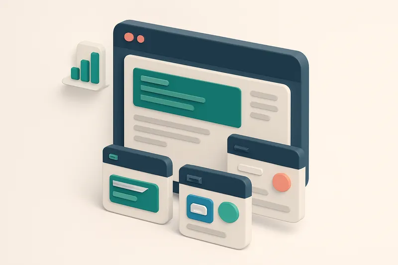 Hero: a 3D isometric illustration of a news website dashboard showing a real-time email campaign being tested across thr