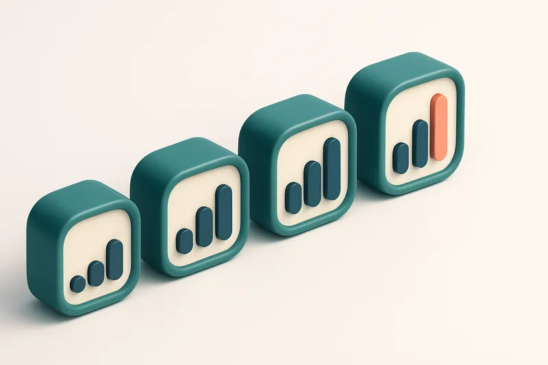 a row of four gauges showing increasing signal strength from left to right