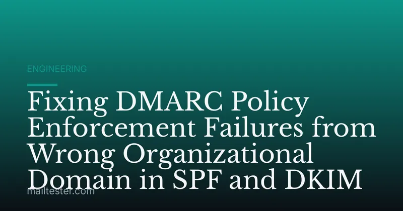 Fixing DMARC Policy Enforcement Failures from Wrong Organizational Domain in SPF and DKIM