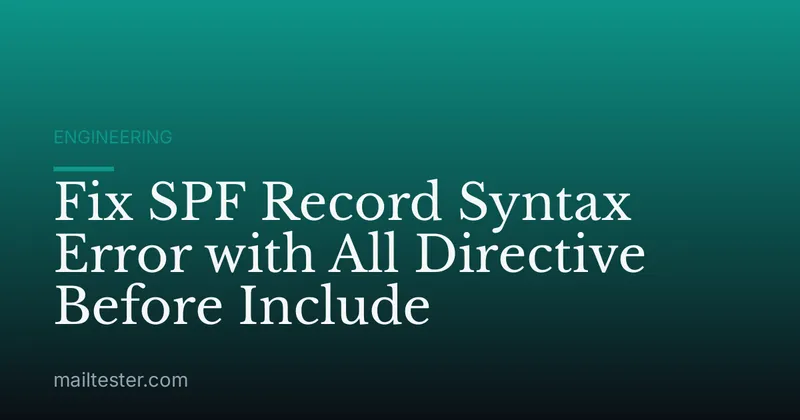 Fix SPF Record Syntax Error with All Directive Before Include