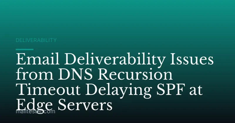 Email Deliverability Issues from DNS Recursion Timeout Delaying SPF at Edge Servers