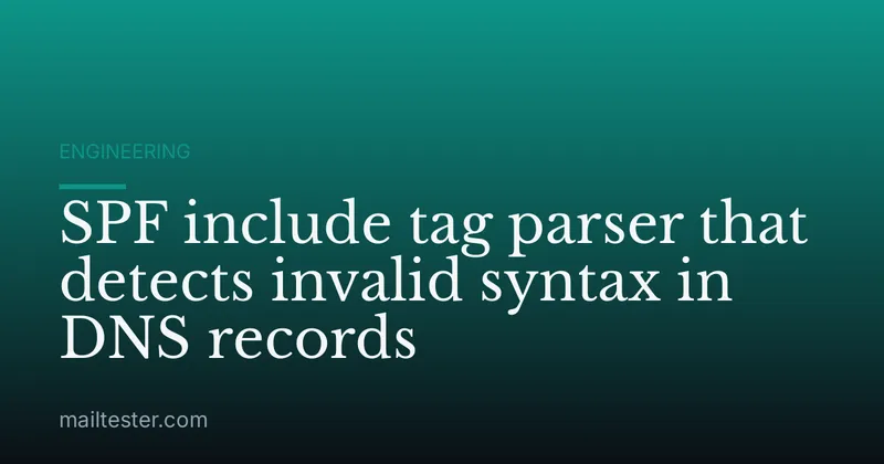 SPF include tag parser that detects invalid syntax in DNS records