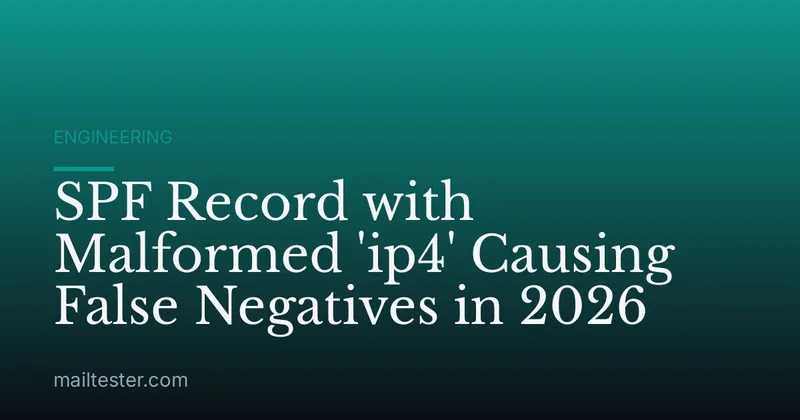 SPF Record with Malformed 'ip4' Causing False Negatives in 2026