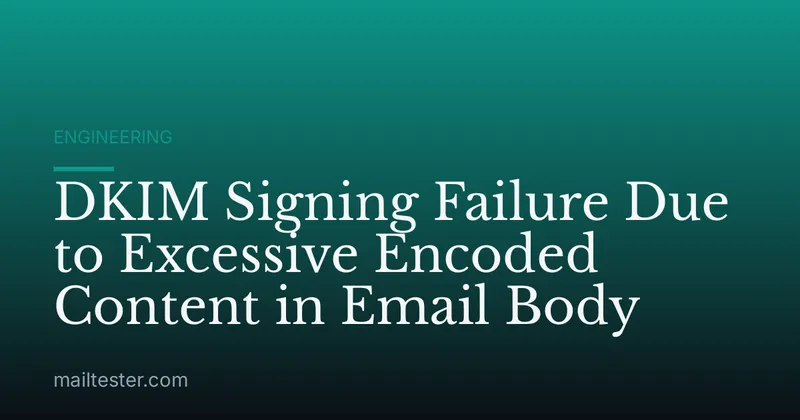 DKIM Signing Failure Due to Excessive Encoded Content in Email Body