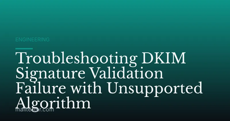 Troubleshooting DKIM Signature Validation Failure with Unsupported Algorithm