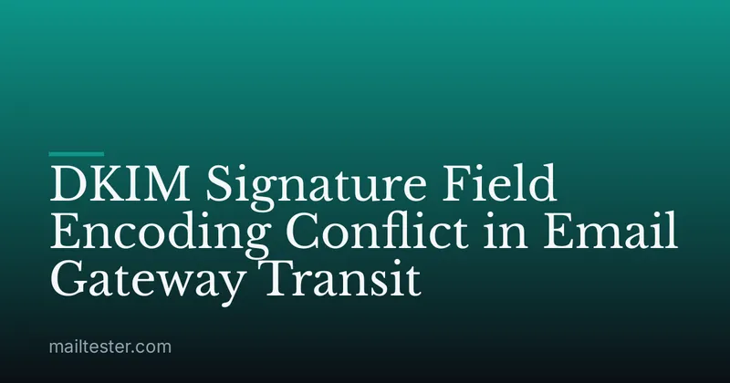 DKIM Signature Field Encoding Conflict in Email Gateway Transit