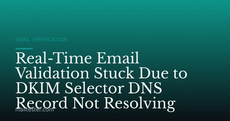 Real-Time Email Validation Stuck Due to DKIM Selector DNS Record Not Resolving