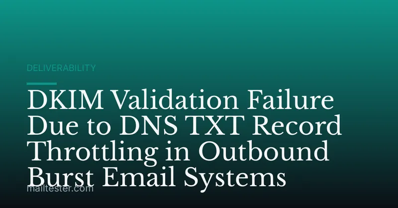 DKIM Validation Failure Due to DNS TXT Record Throttling in Outbound Burst Email Systems