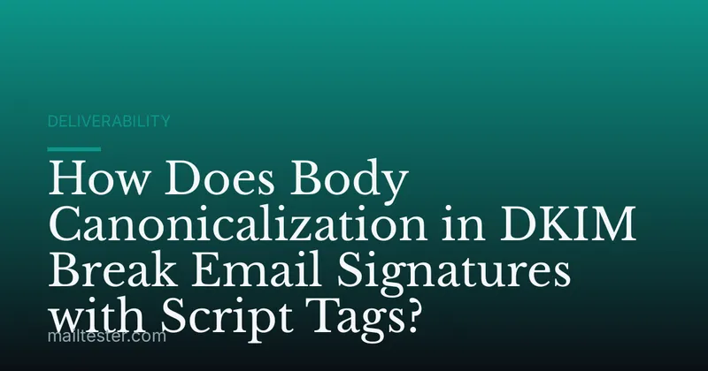 How Does Body Canonicalization in DKIM Break Email Signatures with Script Tags?