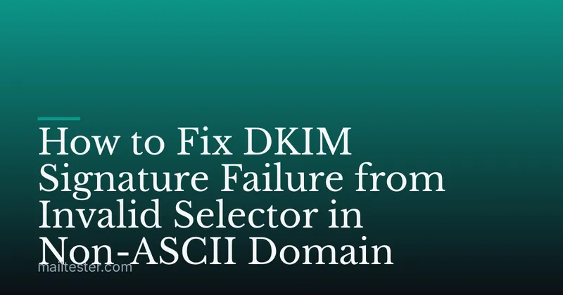 How to Fix DKIM Signature Failure from Invalid Selector in Non-ASCII Domain