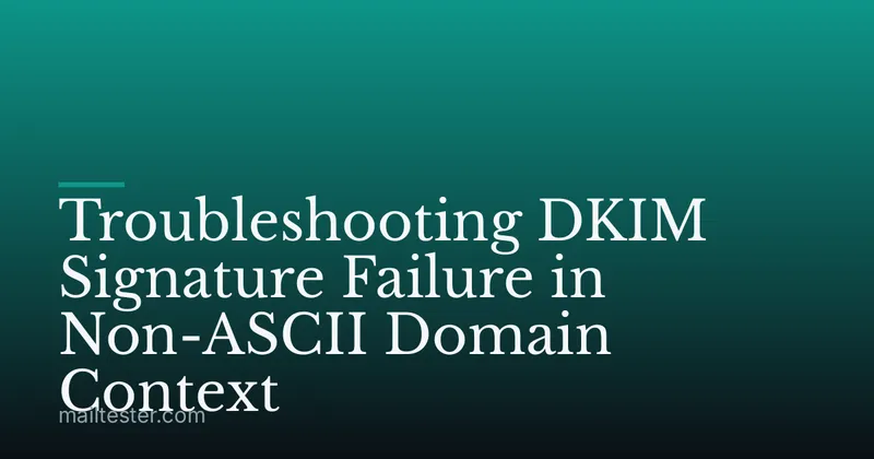 Troubleshooting DKIM Signature Failure in Non-ASCII Domain Context