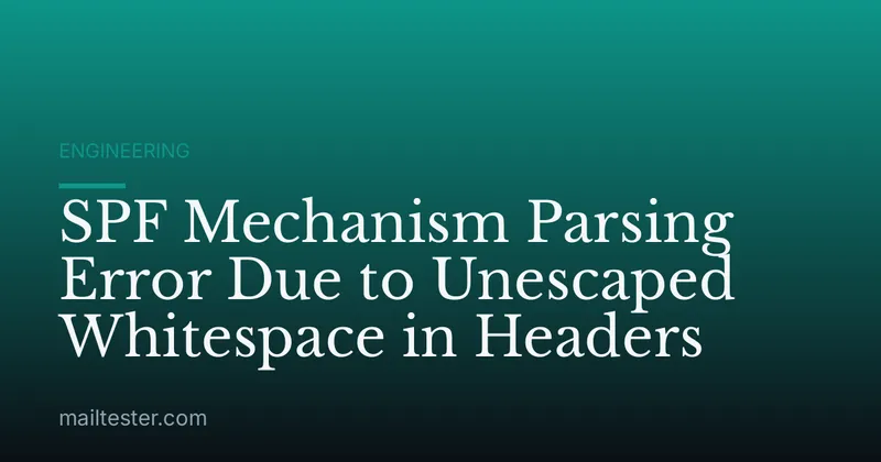 SPF Mechanism Parsing Error Due to Unescaped Whitespace in Headers