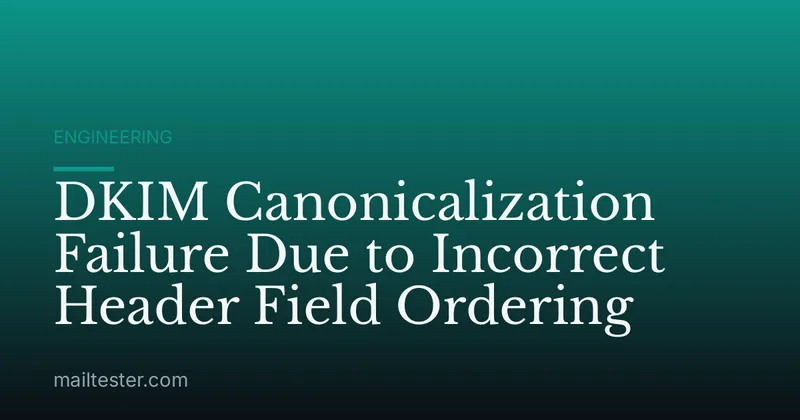 DKIM Canonicalization Failure Due to Incorrect Header Field Ordering