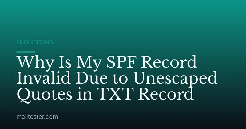 Why Is My SPF Record Invalid Due to Unescaped Quotes in TXT Record