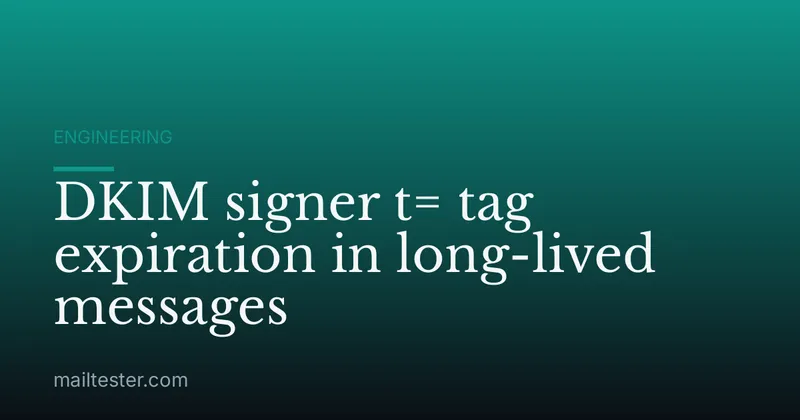 DKIM signer t= tag expiration in long-lived messages